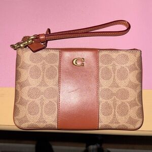 Coach Brown and Tan Wristlet